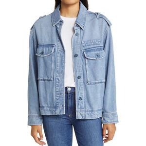 Lucky Brand Liquid Denim Utility Jacket Tencel Lyocell Blue NWT XL